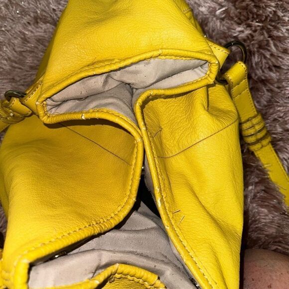 The Sak hobo snap closure vintage bag yellow pebble leather - Picture 6 of 8